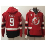 Men New Jersey Devils #9 Taylor Hall Red Name & Number Pullover NHL Hoodie