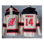 Men's New Jersey Devils #14 Adam Henrique Cream Sawyer Hooded Sweatshirt Stitched NHL Jersey