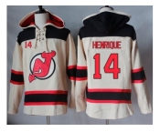 Men's New Jersey Devils #14 Adam Henrique Cream Sawyer Hooded Sweatshirt Stitched NHL Jersey