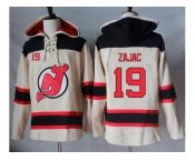 Men's New Jersey Devils #19 Travis Zajac Cream Sawyer Hooded Sweatshirt Stitched NHL Jersey