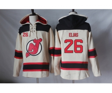 Men's New Jersey Devils #26 Patrik Elias Cream Sawyer Hooded Sweatshirt Stitched NHL Jersey