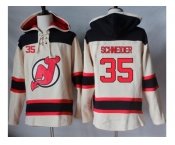 Men's New Jersey Devils #35 Cory Schneider Cream Sawyer Hooded Sweatshirt Stitched NHL Jersey