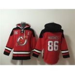 Men's New Jersey Devils #86 Jack Hughes Red Ageless Must-Have Lace-Up Pullover Hoodie