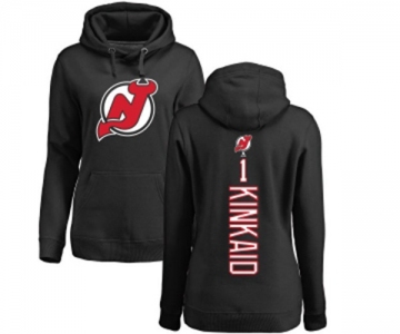 Hockey Women New Jersey Devils #1 Keith Kinkaid Black Backer Pullover Hoodie