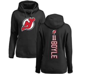 Hockey Women New Jersey Devils #11 Brian Boyle Black Backer Pullover Hoodie