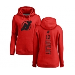 Hockey Women New Jersey Devils #12 Ben Lovejoy Red One Color Backer Pullover Hoodie