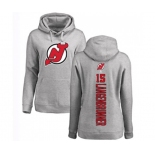 Hockey Women New Jersey Devils #15 Jamie Langenbrunner Ash Backer Pullover Hoodie