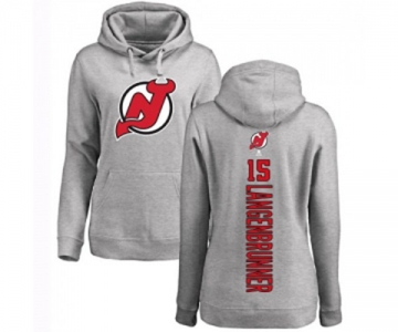 Hockey Women New Jersey Devils #15 Jamie Langenbrunner Ash Backer Pullover Hoodie