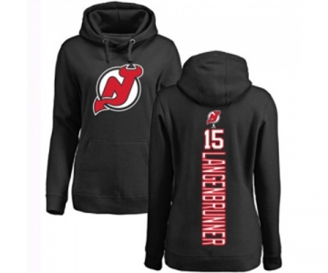 Hockey Women New Jersey Devils #15 Jamie Langenbrunner Black Backer Pullover Hoodie