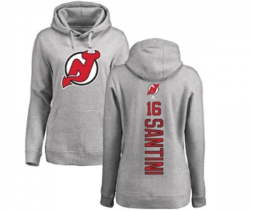 Hockey Women New Jersey Devils #16 Steve Santini Ash Backer Pullover Hoodie