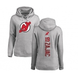 Hockey Women New Jersey Devils #19 Travis Zajac Ash Backer Pullover Hoodie