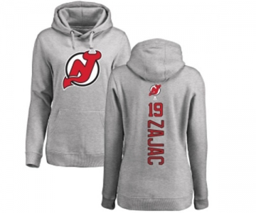 Hockey Women New Jersey Devils #19 Travis Zajac Ash Backer Pullover Hoodie