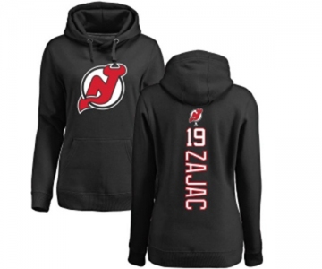 Hockey Women New Jersey Devils #19 Travis Zajac Black Backer Pullover Hoodie