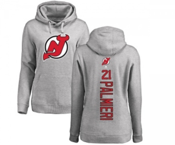 Hockey Women New Jersey Devils #21 Kyle Palmieri Ash Backer Pullover Hoodie