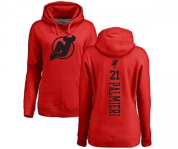 Hockey Women New Jersey Devils #21 Kyle Palmieri Red One Color Backer Pullover Hoodie