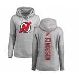 Hockey Women New Jersey Devils #23 Stefan Noesen Ash Backer Pullover Hoodie