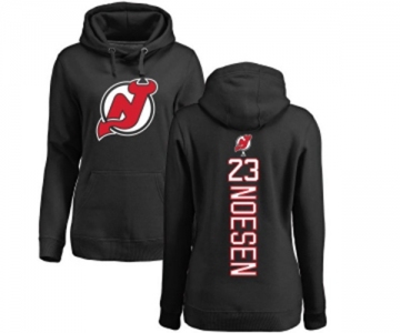 Hockey Women New Jersey Devils #23 Stefan Noesen Black Backer Pullover Hoodie