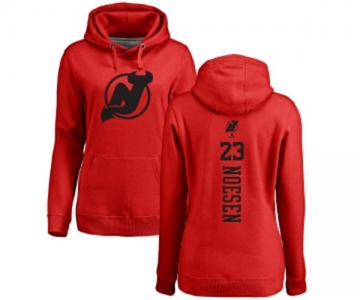 Hockey Women New Jersey Devils #23 Stefan Noesen Red One Color Backer Pullover Hoodie