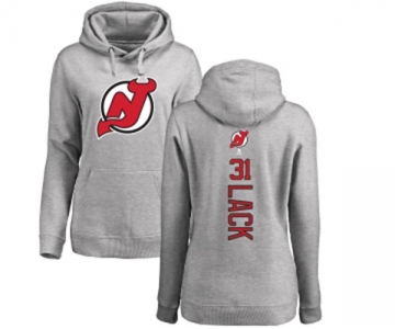 Hockey Women New Jersey Devils #31 Eddie Lack Ash Backer Pullover Hoodie