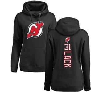 Hockey Women New Jersey Devils #31 Eddie Lack Black Backer Pullover Hoodie