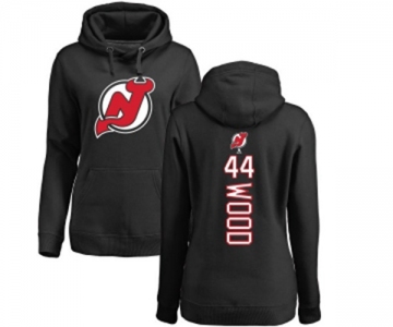 Hockey Women New Jersey Devils #44 Miles Wood Black Backer Pullover Hoodie