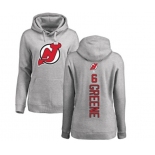 Hockey Women New Jersey Devils #6 Andy Greene Ash Backer Pullover Hoodie