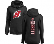 Hockey Women New Jersey Devils #63 Jesper Bratt Black Backer Pullover Hoodie