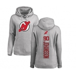 Hockey Women New Jersey Devils #90 Marcus Johansson Ash Backer Pullover Hoodie