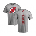 Hockey New Jersey Devils #1 Keith Kinkaid Ash Backer T-Shirt