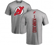 Hockey New Jersey Devils #1 Keith Kinkaid Ash Backer T-Shirt