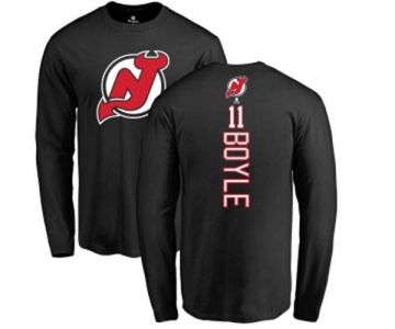 Hockey New Jersey Devils #11 Brian Boyle Black Backer Long Sleeve T-Shirt