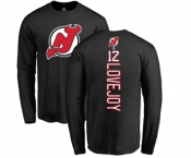 Hockey New Jersey Devils #12 Ben Lovejoy Black Backer Long Sleeve T-Shirt