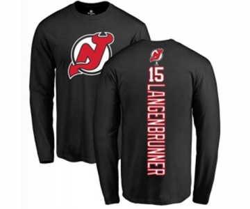 Hockey New Jersey Devils #15 Jamie Langenbrunner Black Backer Long Sleeve T-Shirt