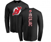 Hockey New Jersey Devils #19 Travis Zajac Black Backer Long Sleeve T-Shirt