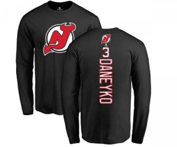 Hockey New Jersey Devils #3 Ken Daneyko Black Backer Long Sleeve T-Shirt