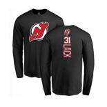 Hockey New Jersey Devils #31 Eddie Lack Black Backer Long Sleeve T-Shirt