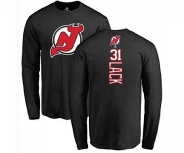 Hockey New Jersey Devils #31 Eddie Lack Black Backer Long Sleeve T-Shirt