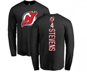 Hockey New Jersey Devils #4 Scott Stevens Black Backer Long Sleeve T-Shirt