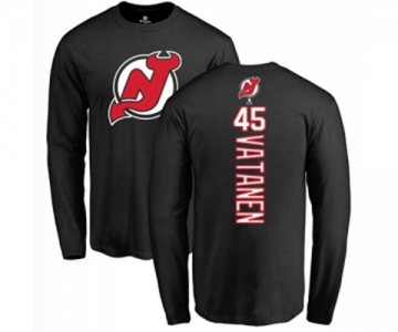 Hockey New Jersey Devils #45 Sami Vatanen Black Backer Long Sleeve T-Shirt