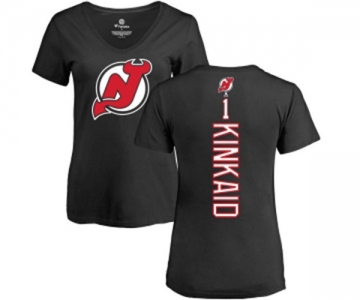 Hockey Women New Jersey Devils #1 Keith Kinkaid Black Backer T-Shirt