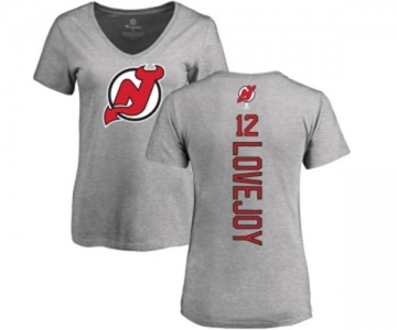 Hockey Women New Jersey Devils #12 Ben Lovejoy Ash Backer T-Shirt