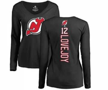 Hockey Women New Jersey Devils #12 Ben Lovejoy Black Backer Long Sleeve T-Shirt