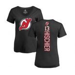 Hockey Women New Jersey Devils #13 Nico Hischier Black Backer T-Shirt