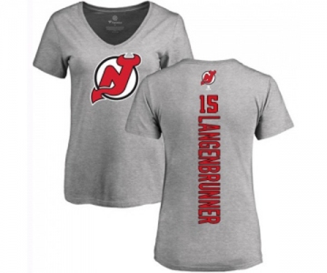 Hockey Women New Jersey Devils #15 Jamie Langenbrunner Ash Backer T-Shirt