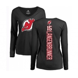 Hockey Women New Jersey Devils #15 Jamie Langenbrunner Black Backer Long Sleeve T-Shirt