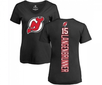 Hockey Women New Jersey Devils #15 Jamie Langenbrunner Black Backer T-Shirt