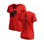 Hockey Women New Jersey Devils #15 Jamie Langenbrunner Red One Color Backer T-Shirt