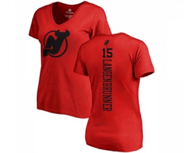 Hockey Women New Jersey Devils #15 Jamie Langenbrunner Red One Color Backer T-Shirt