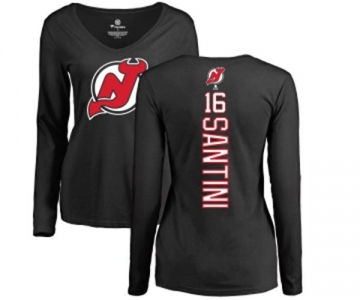 Hockey Women New Jersey Devils #16 Steve Santini Black Backer Long Sleeve T-Shirt