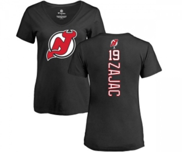 Hockey Women New Jersey Devils #19 Travis Zajac Black Backer T-Shirt